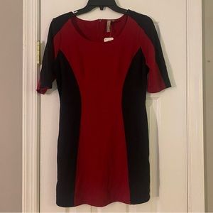 Thyme Maternity Red Black Color Block Tunic Dress Shirt Size Small Women
